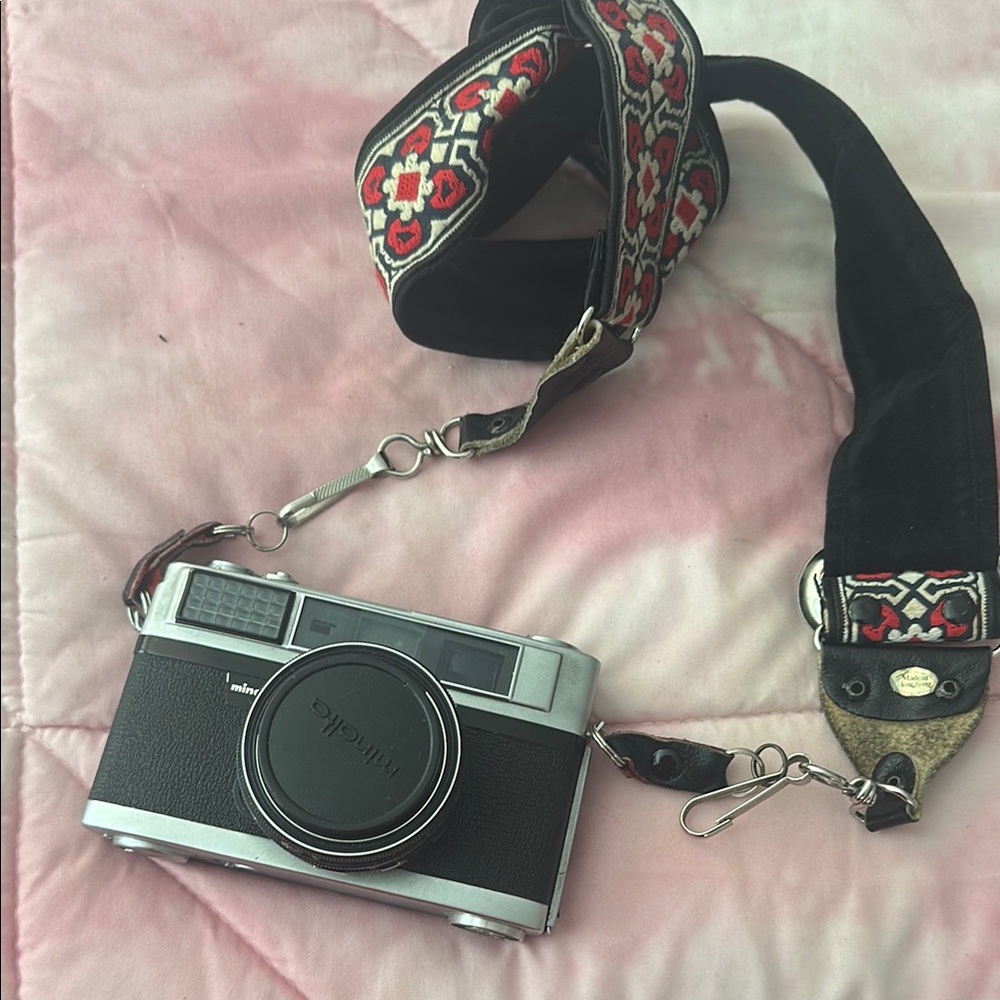Minolta Vintage Camera with Floral Strap